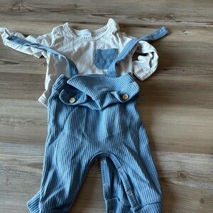 Blue Overalls with White Long Sleeve Shirt